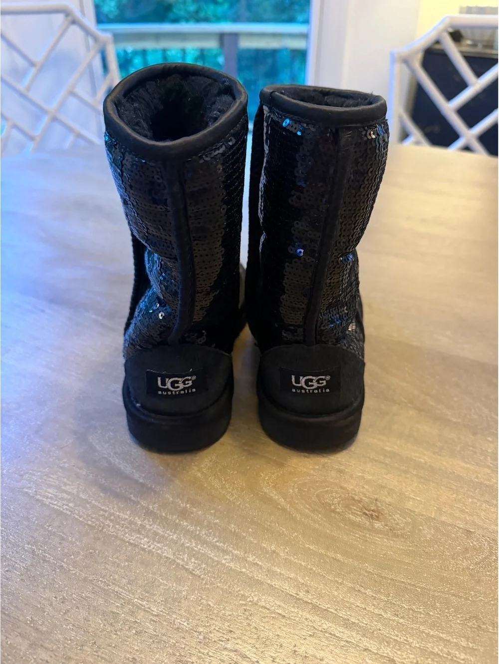 UGG Australia Black Sequin Sparkle Classic Boots Women’s Size 5 Style 3161